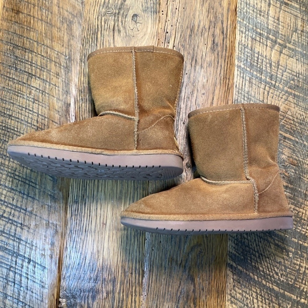 Koolaburra‎ by UGG Girls Tan Leather Suede Mid Calf Boots Girls Size 2